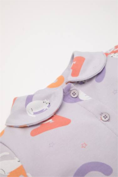 Pijama Takımı Desenli Uzun Kollu Üst Beli Lastikli Uzun Alt Kız Bebek