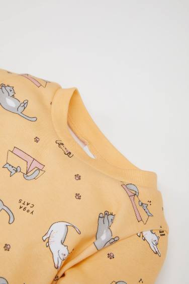 طقم بيجاما بيبي بناتي قصة عادية وكم طويل - قطعتين