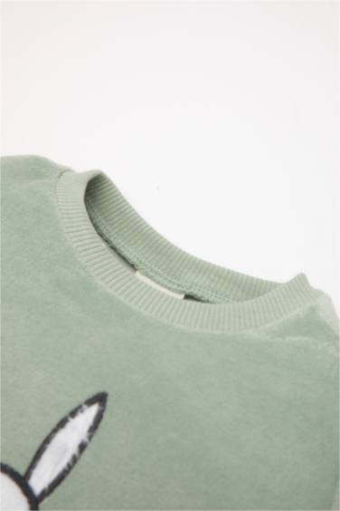 Ensemble pyjama Top à manches longues imprimé Lapin et bas long pour Bébé Fille