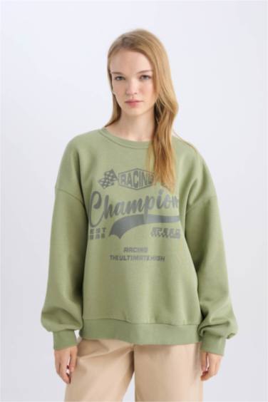 Свитшот оверсай с круглым вырезом с принтом, Coool