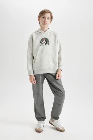 Boy Oversize Fit Printed Hooded Sweatshirt
