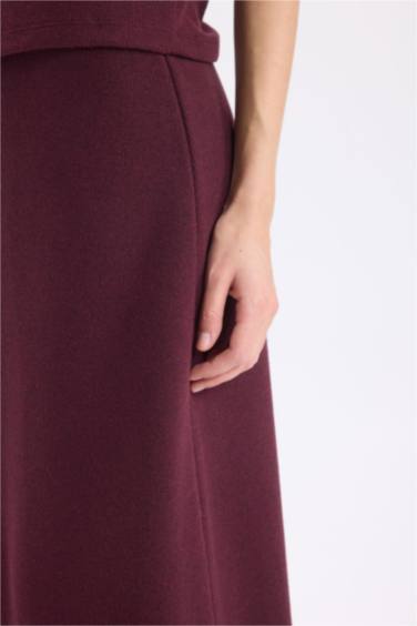 A Kesim Beli Lastikli Basic Düz Normal Bel Maxi Etek