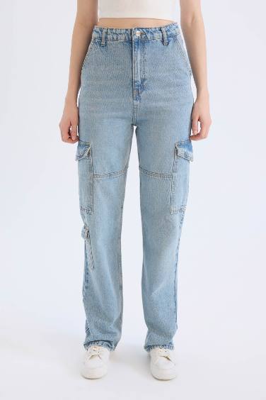 Wide Leg High Waist Straight Leg Washed Jeans