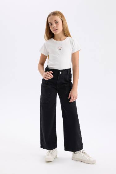 Girl Cargo Wide Leg Jeans