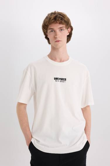 One Piece Boxy Fit Crew Neck Back Printed T-Shirt