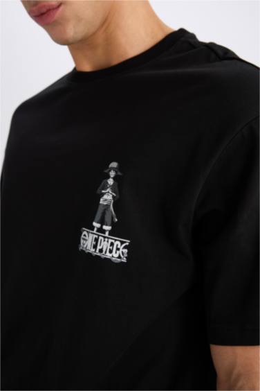 Black MAN One Piece Boxy Fit Crew Neck Printed T-Shirt 3212567