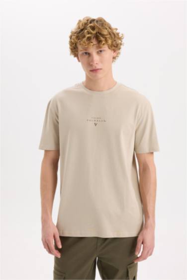 Regular Fit Vikings Valhalla Crew Neck Printed Short Sleeve T-Shirt