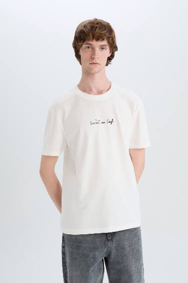 Van Gogh Regular Fit Crew Neck Back Printed T-Shirt