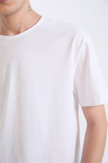 %100 Pamuk Regular Fit Bisiklet Yaka Kısa Kollu Ağır Kumaş Tişört