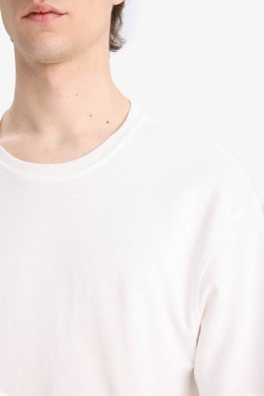 T-shirt coupe boxy à col rond et manches courtes