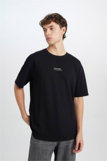 Boxy Fit Crew Neck Printed Short Sleeve T-Shirt