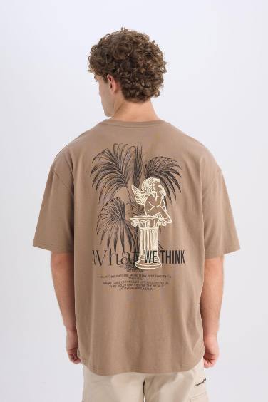 Oversize Fit Crew Neck Printed Short Sleeve T-Shirt