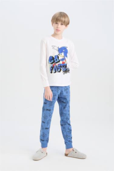 Erkek Çocuk Pijama Takımı Sonic the Hedgehog Uzun Kollu Tişört Uzun Alt