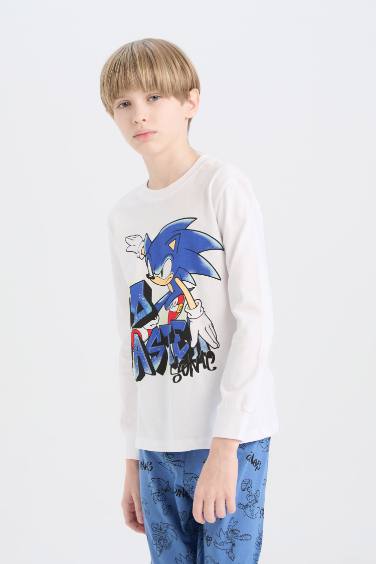 Erkek Çocuk Pijama Takımı Sonic the Hedgehog Uzun Kollu Tişört Uzun Alt