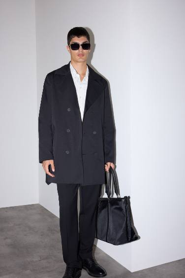 Slim Fit Dar Kesim Astarlı Düğmeli Cepli Kemerli Mevsimlik Baharlık Trençkot