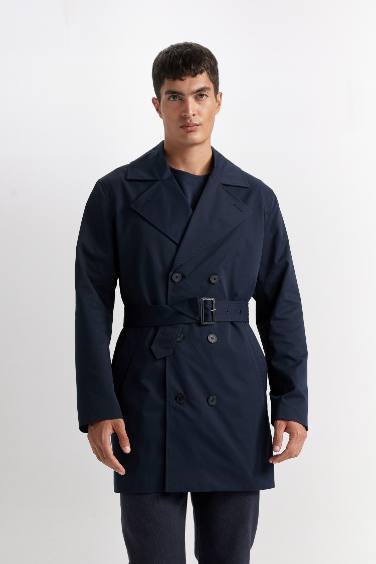 Slim Fit Buttoned Belted Trench Coat