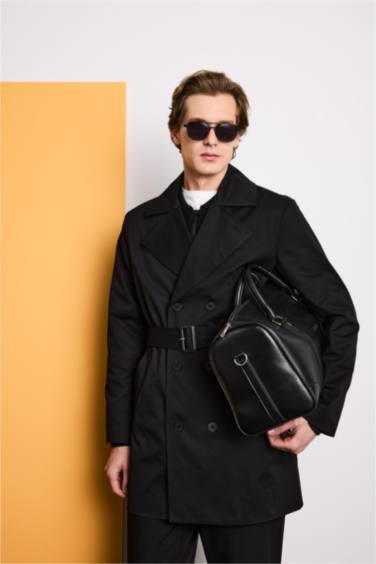 Slim Fit Dar Kesim Astarlı Düğmeli Cepli Kemerli Mevsimlik Baharlık Trençkot