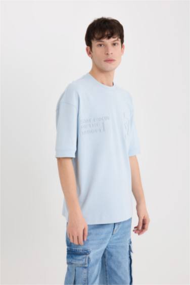 Loose Fit с круглым вырезом, футболка из тяжелой ткани с принтом