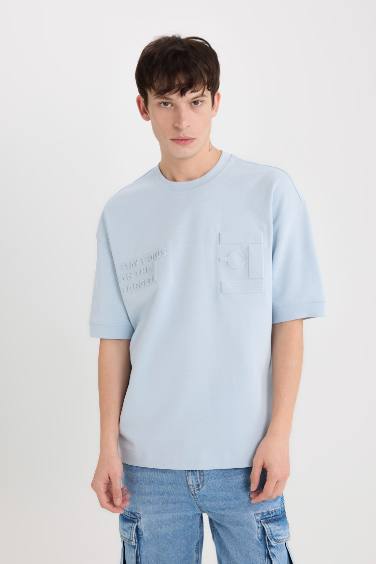 Loose Fit с круглым вырезом, футболка из тяжелой ткани с принтом