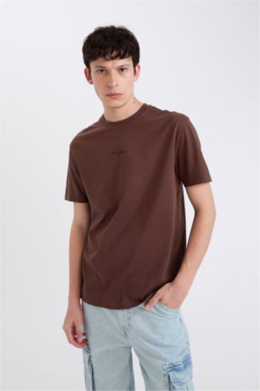 Regular Fit Crew Neck Printed Short Sleeve T-Shirt