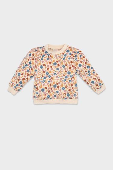 Regular Fit Flower Crew Neck Sweatshirt