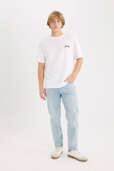 Boxy Fit Crew Neck Printed Short Sleeve T-Shirt