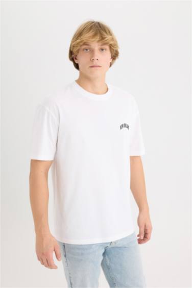 Boxy Fit Crew Neck Printed Short Sleeve T-Shirt