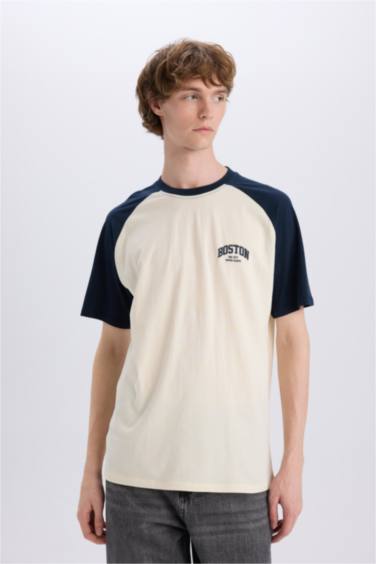 Boxy Fit Crew Neck Printed Short Sleeve T-Shirt