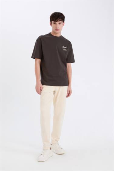 Boxy Fit Crew Neck Back Printed T-Shirt