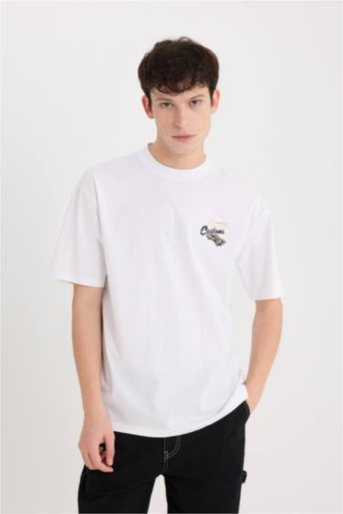 Boxy Fit Crew Neck Back Printed T-Shirt