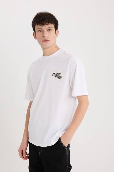 Boxy Fit Crew Neck Back Printed T-Shirt
