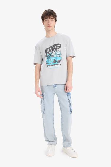 تيشيرت نص ردن مطبوع أوفر سايز بياقة مستديرة