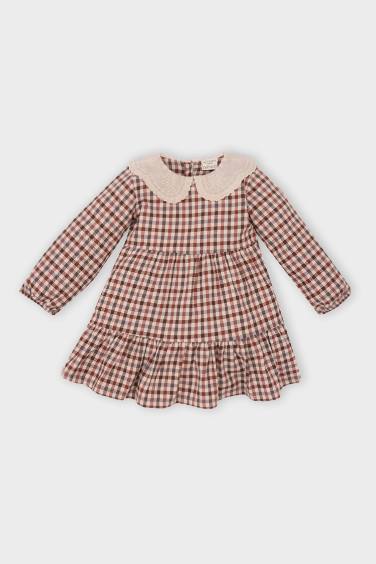 Regular Fit Plaid Long Sleeve Woven Dress