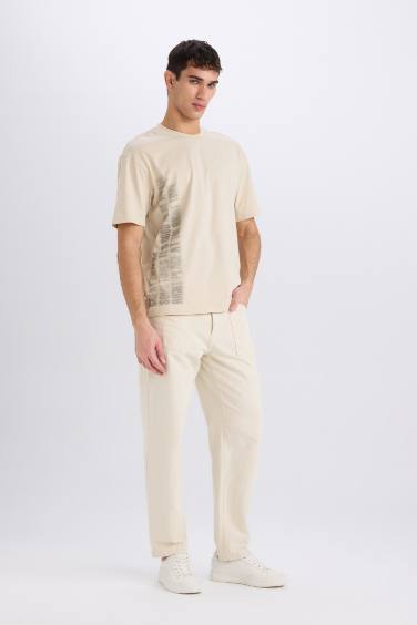 Boxy Fit Crew Neck Printed Short Sleeve T-Shirt