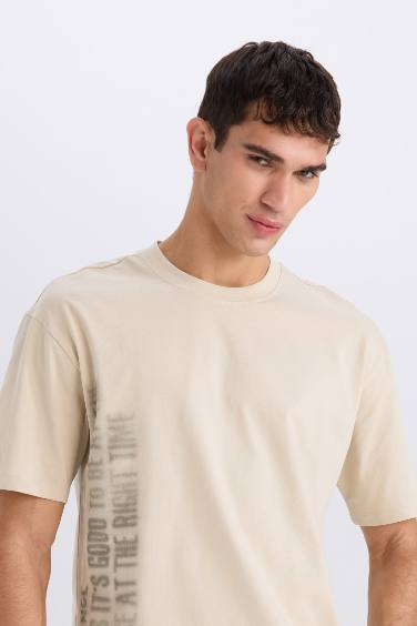 Boxy Fit Crew Neck Printed Short Sleeve T-Shirt