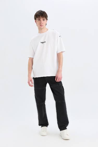 Oversize Fit Crew Neck Printed Short Sleeve T-Shirt