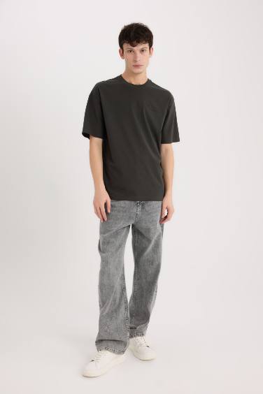 Boxy Fit Crew Neck Printed Short Sleeve T-Shirt