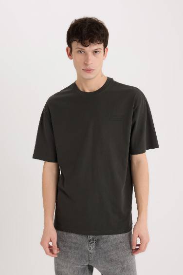Boxy Fit Crew Neck Printed Short Sleeve T-Shirt