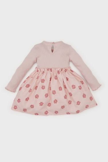 Baby Girl Floral Long Sleeve Corduroy Camisole Dress