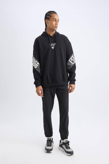 DeFactoFit Jogger Eşofman Altı NBA Chicago Bulls Slim Fit Dar Kesim Cepli Lastikli Paça