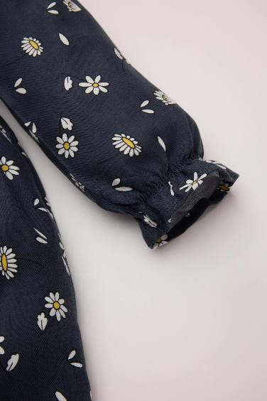 Robe en Twill fleurie à manches longues pour bébé Fille