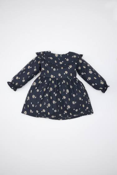 Robe en Twill fleurie à manches longues pour bébé Fille