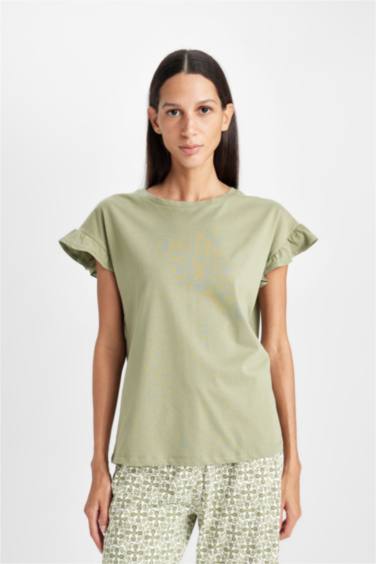 طقم بيجاما قصة عادية نص كم - قطعتين