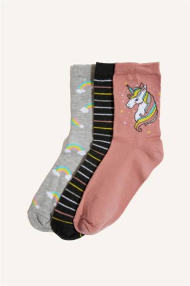 Girl 3 Piece Cotton Long Socks