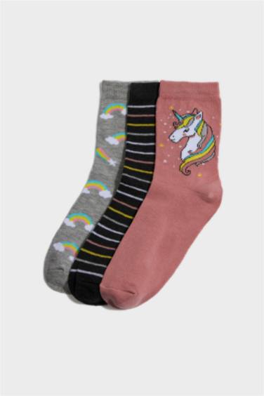 Girl 3 Piece Cotton Long Socks