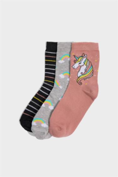 Girl 3 Piece Cotton Long Socks