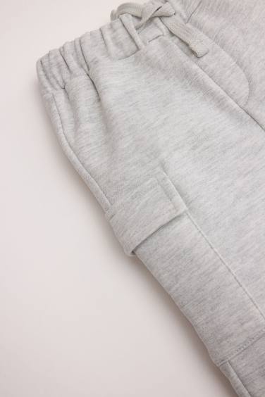 بنطلون سويت بانتس بيبي اولادي بطبعة شعار وقصة عادية ميلانج رمادي فاتح