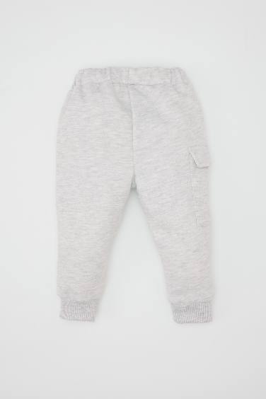 بنطلون سويت بانتس بيبي اولادي بطبعة شعار وقصة عادية ميلانج رمادي فاتح