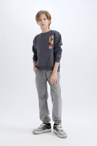 Boy Oversize Fit Crew Neck Printed Sweatshirt