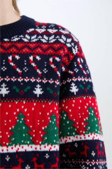 Boy Christmas Themed Crew Neck Knitwear Pullover